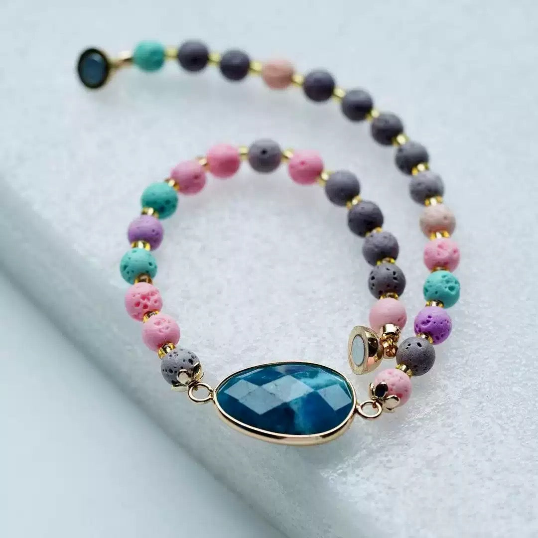 Colorful Lava Rock Necklace Chocker with Magnet Buckle for Pet Crystal Healing Bulk Wholesale