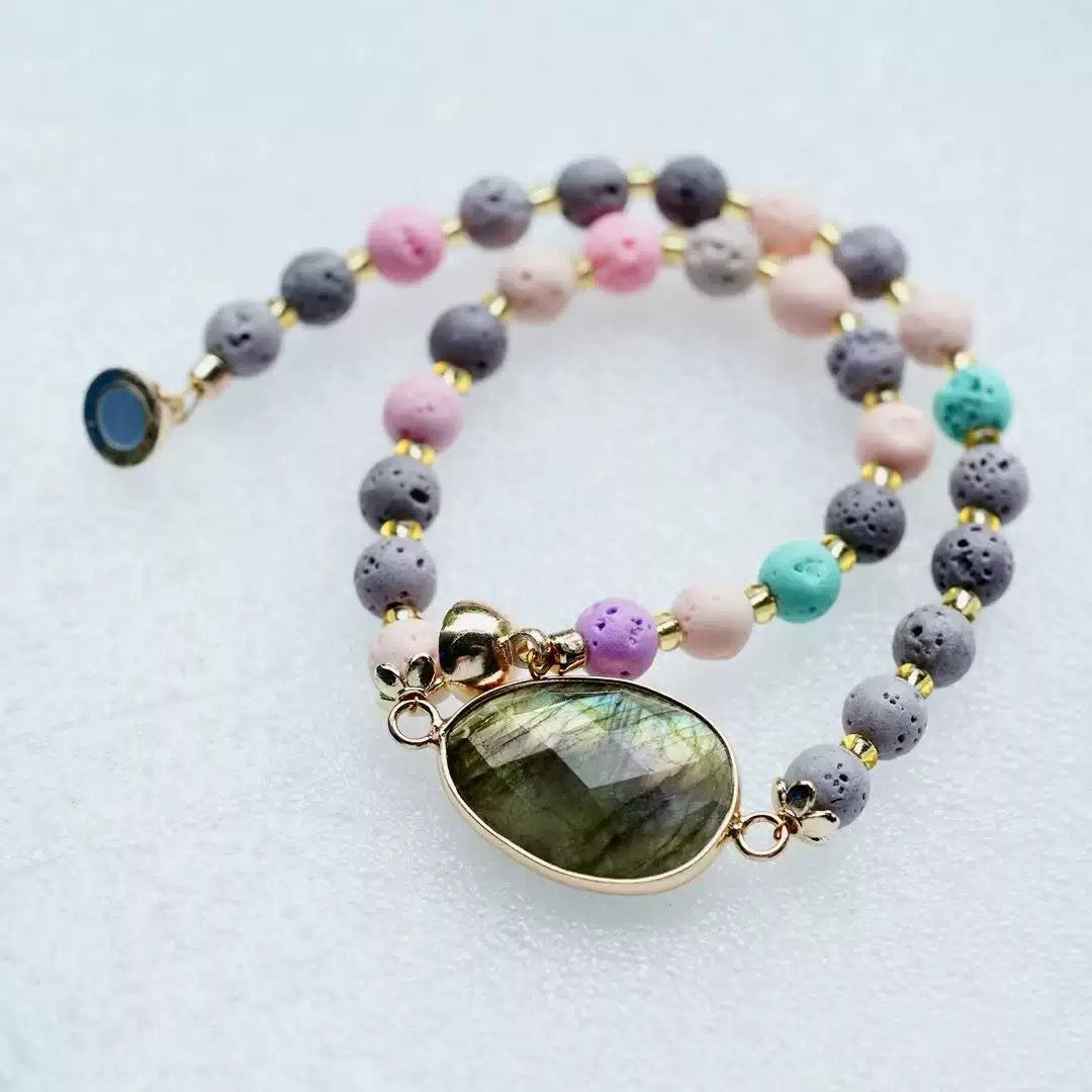Colorful Lava Rock Necklace Chocker with Magnet Buckle for Pet Crystal Healing Bulk Wholesale