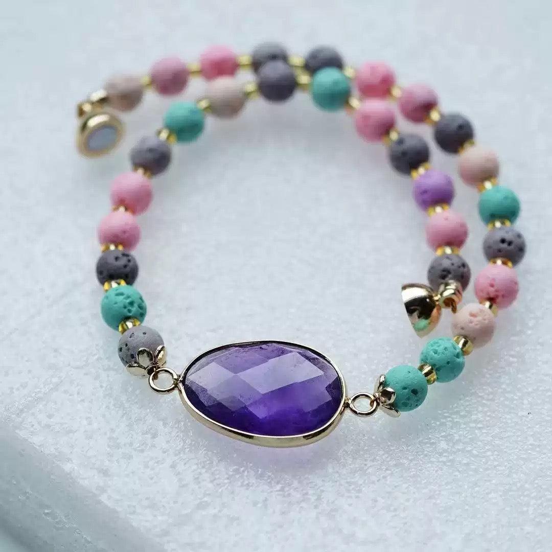 Colorful Lava Rock Necklace Chocker with Magnet Buckle for Pet Crystal Healing Bulk Wholesale