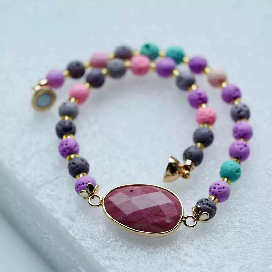 Colorful Lava Rock Necklace Chocker with Magnet Buckle for Pet Crystal Healing Bulk Wholesale