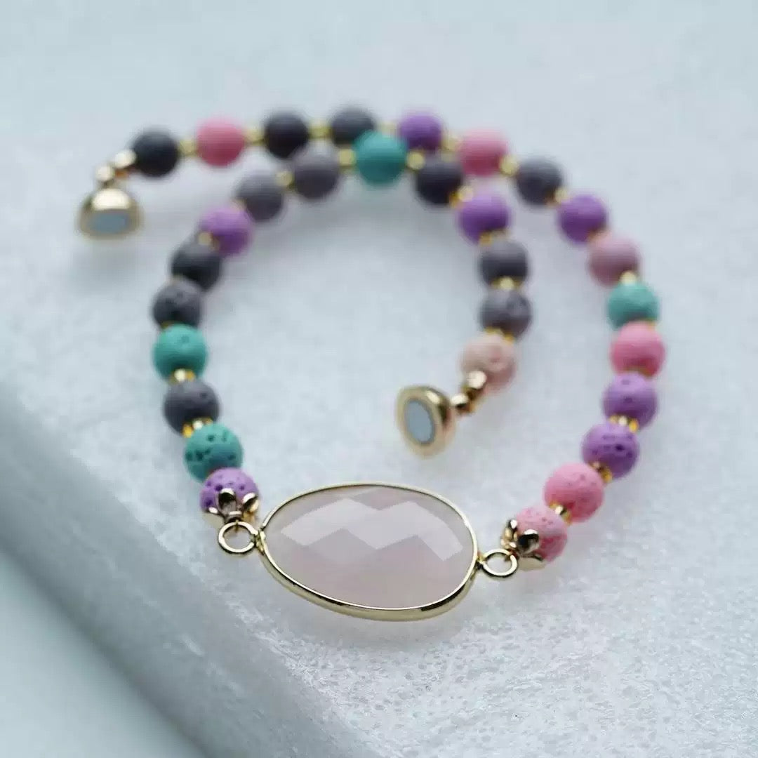 Colorful Lava Rock Necklace Chocker with Magnet Buckle for Pet Crystal Healing Bulk Wholesale