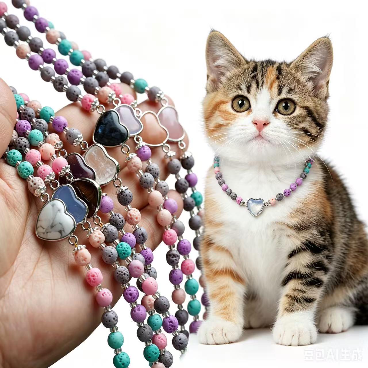Colorful Lava Rock Necklace Chocker with Magnet Buckle for Pet Crystal Healing Bulk Wholesale