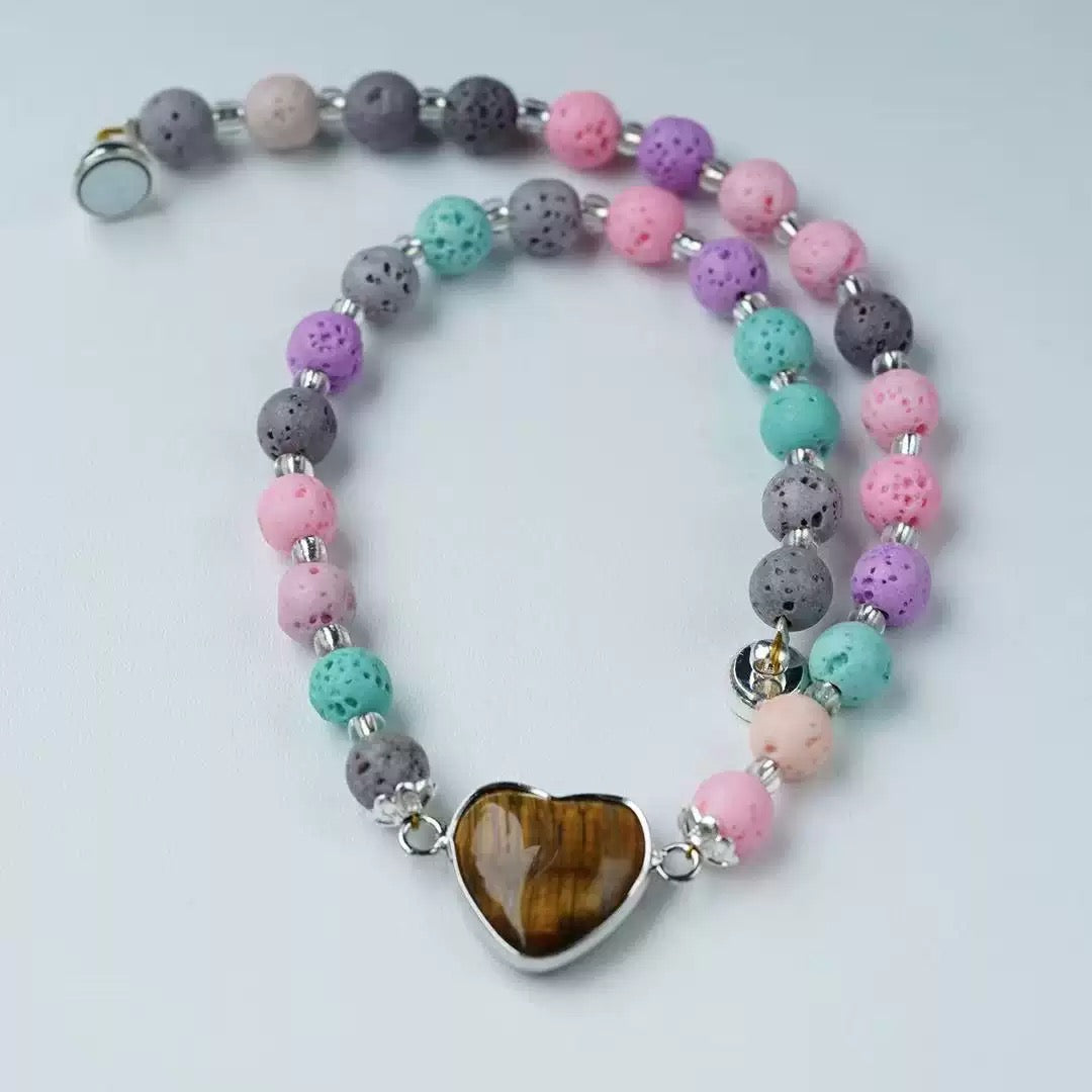 Colorful Lava Rock Necklace Chocker with Magnet Buckle for Pet Crystal Healing Bulk Wholesale