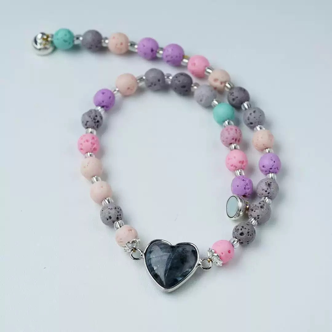 Colorful Lava Rock Necklace Chocker with Magnet Buckle for Pet Crystal Healing Bulk Wholesale