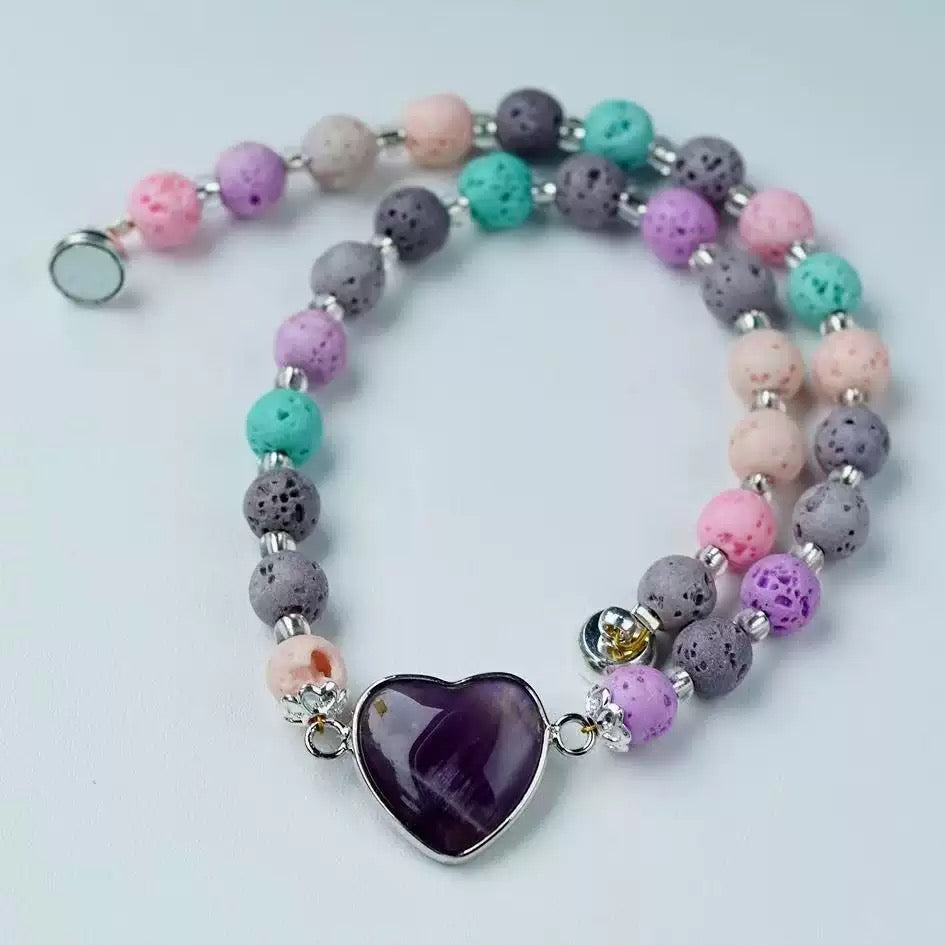 Colorful Lava Rock Necklace Chocker with Magnet Buckle for Pet Crystal Healing Bulk Wholesale