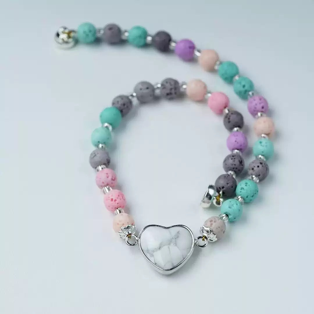 Colorful Lava Rock Necklace Chocker with Magnet Buckle for Pet Crystal Healing Bulk Wholesale