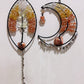Wire Wrap Natural Gemstone Crystal Chips Moon Leaf Hanging Ornament Crystal Healing Bulk Wholesale