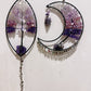 Wire Wrap Natural Gemstone Crystal Chips Moon Leaf Hanging Ornament Crystal Healing Bulk Wholesale
