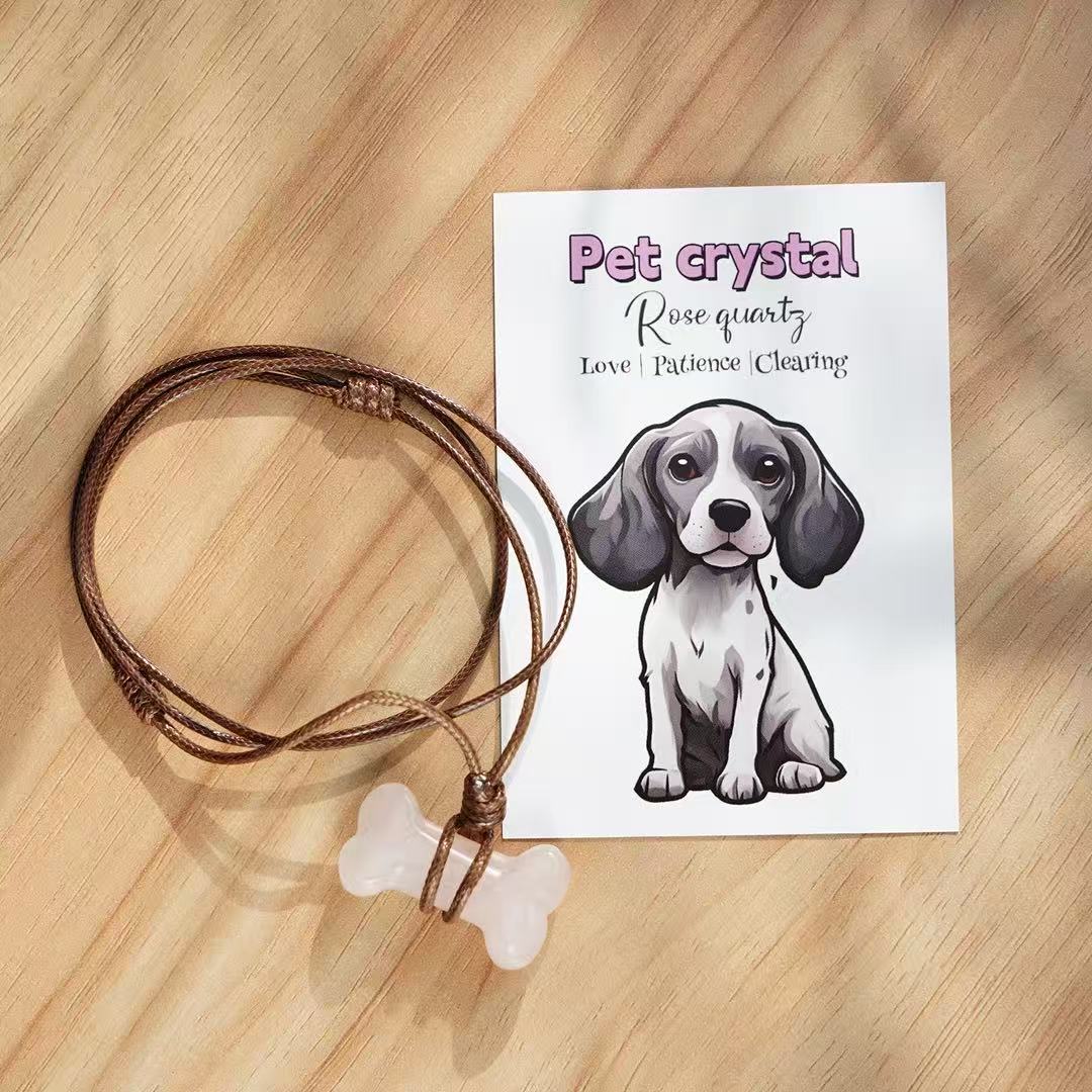 Pet Natural Crystal Bone Necklace Gift Box – Wear the Bond with Your Furry Friend