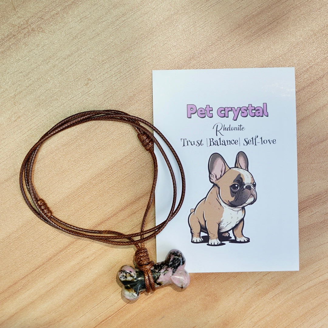 Pet Natural Crystal Bone Necklace Gift Box – Wear the Bond with Your Furry Friend