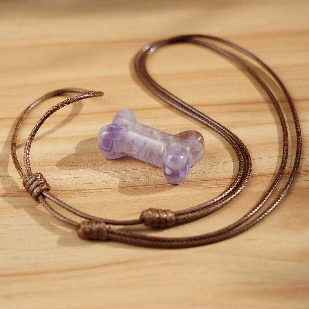 Pet Natural Crystal Bone Necklace Gift Box – Wear the Bond with Your Furry Friend