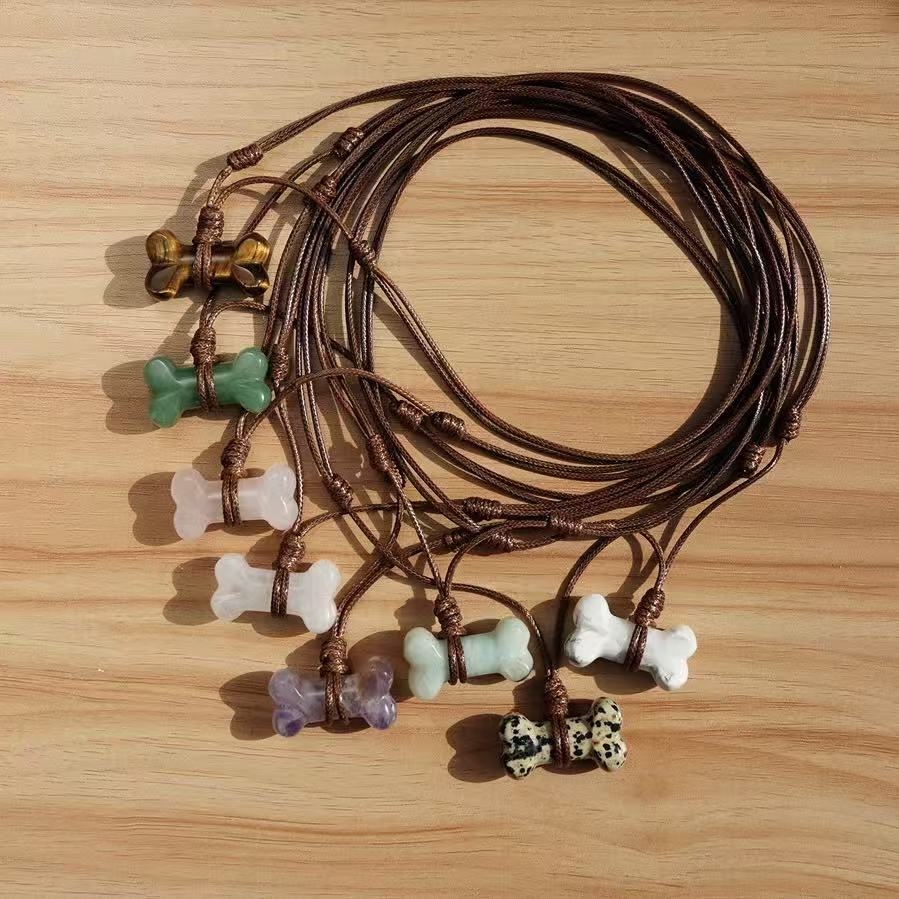 Pet Natural Crystal Bone Necklace Gift Box – Wear the Bond with Your Furry Friend
