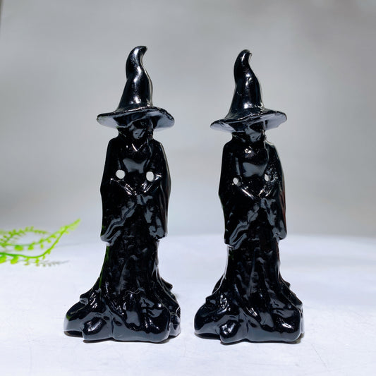 4.2" Black Obsidian Witch Carving Crystal Healiing Bulk Wholesale