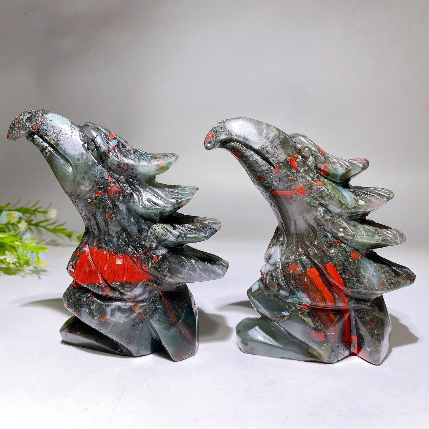 4.8" Africa Blood Stone Eagle Head Carving Crystal Healing Bulk Wholesale