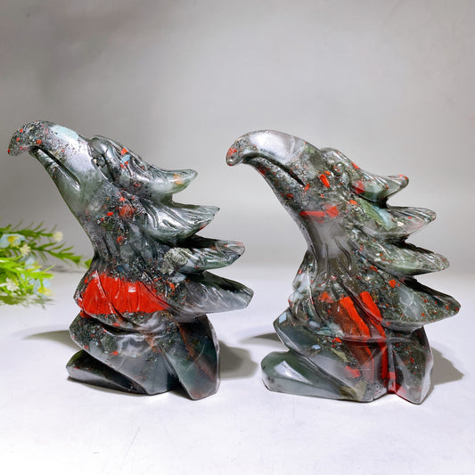 4.8" Africa Blood Stone Eagle Head Carving Crystal Healing Bulk Wholesale