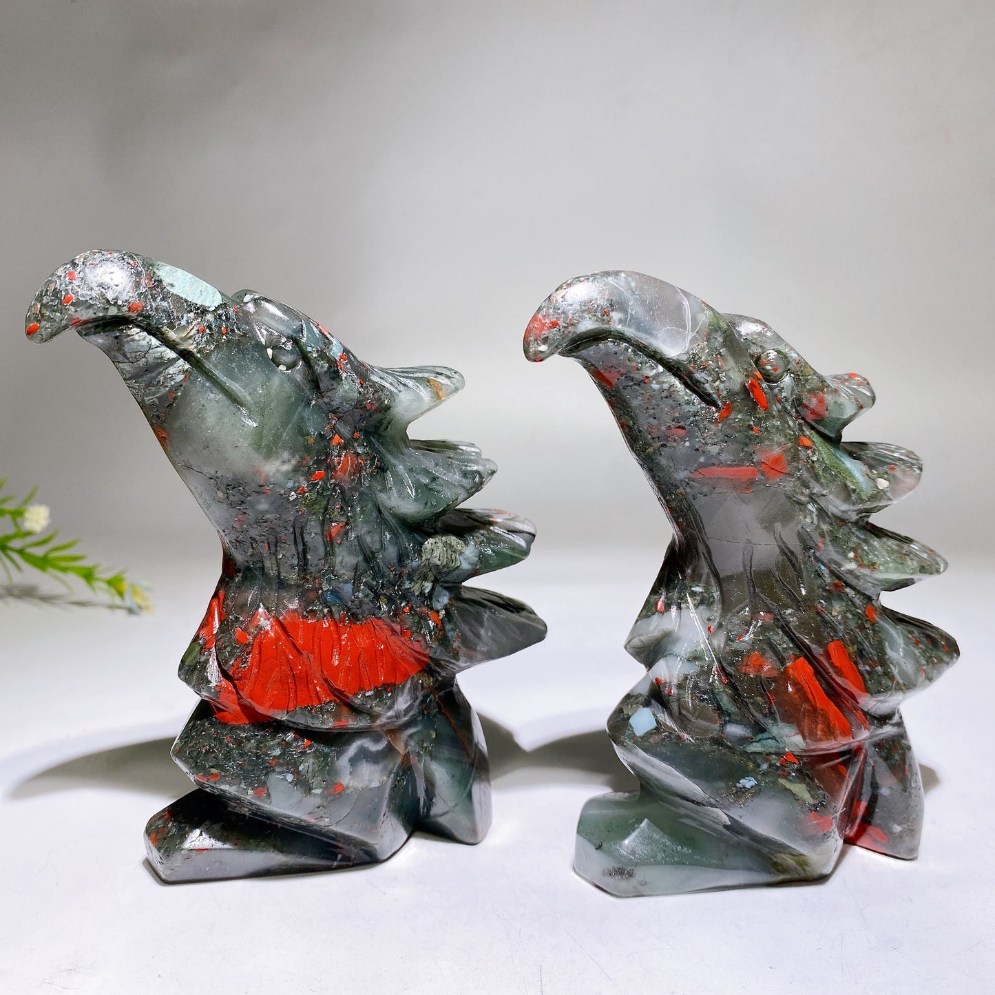 4.8" Africa Blood Stone Eagle Head Carving Crystal Healing Bulk Wholesale