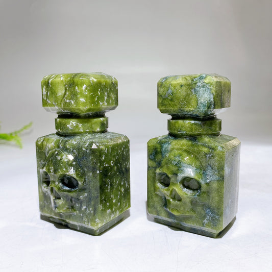 3.5" Natural Serpentine Poison Bottle Carving for Halloween Crystal Healing Bulk Wholesale