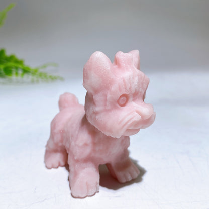 2.3" Natural Crystal Yorkshire Terrier Dog Carving Crystal Healing Bulk Wholesale