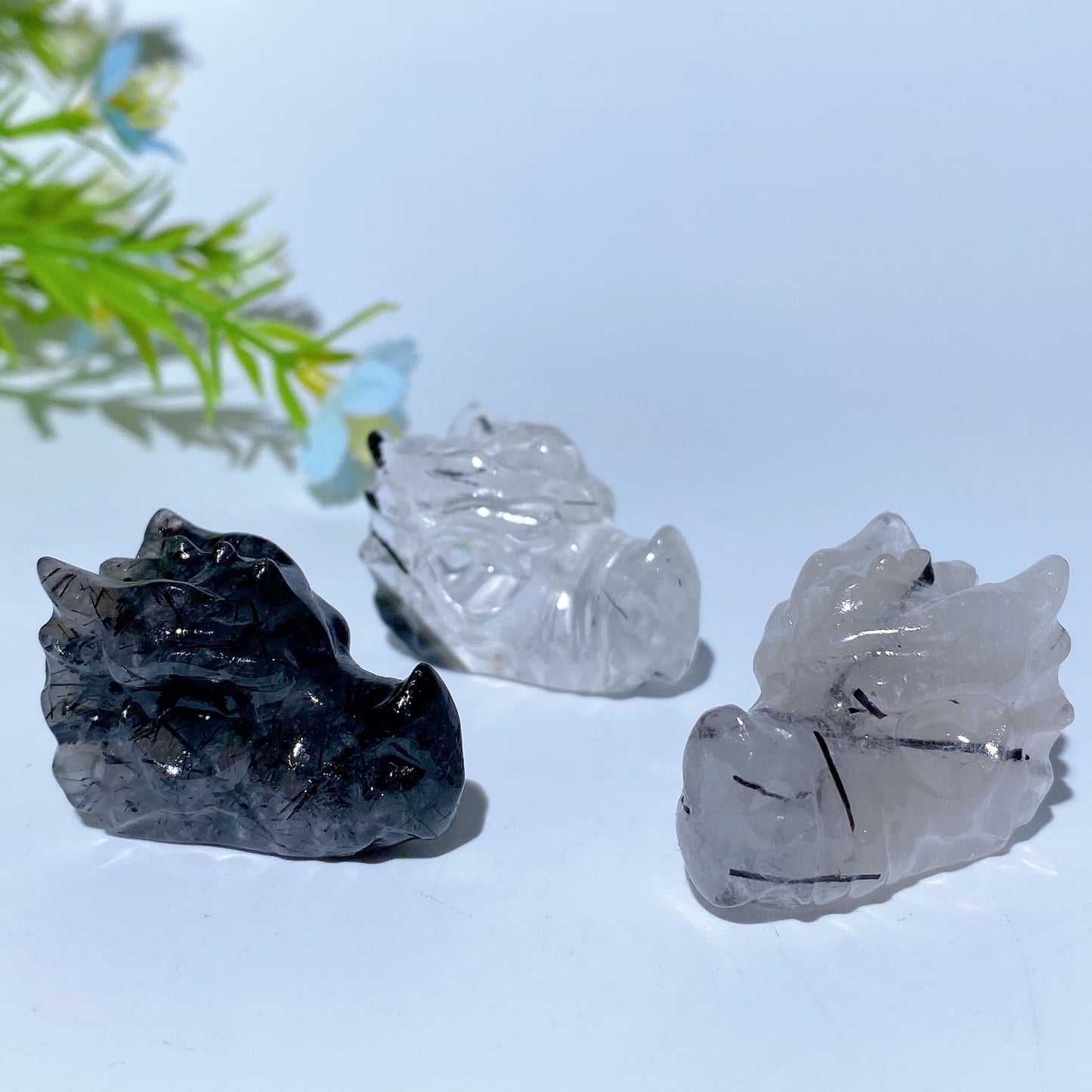 1.2" Mini Crystal Dragon Head Carvings Bulk Wholesale