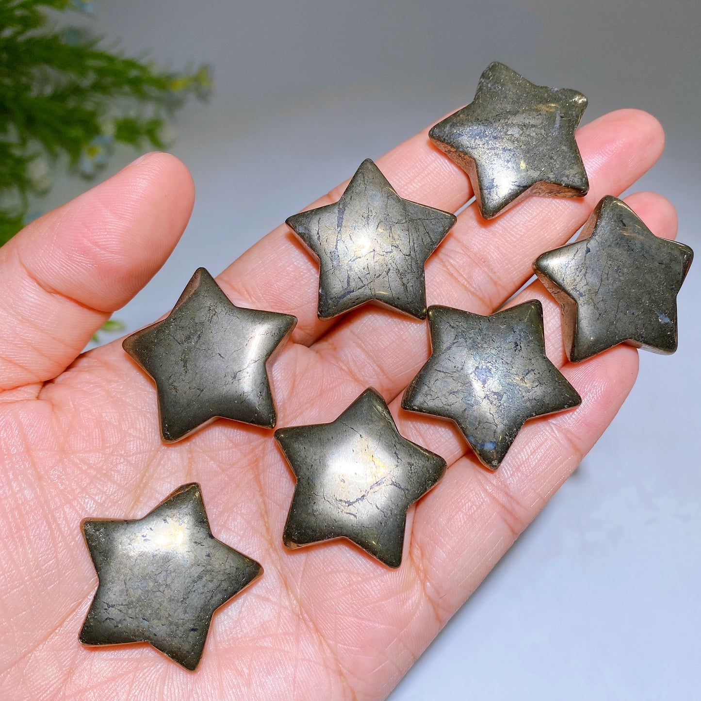 1.2" Pyrite Moon Star Carving Crystal Healing Bulk Wholesale