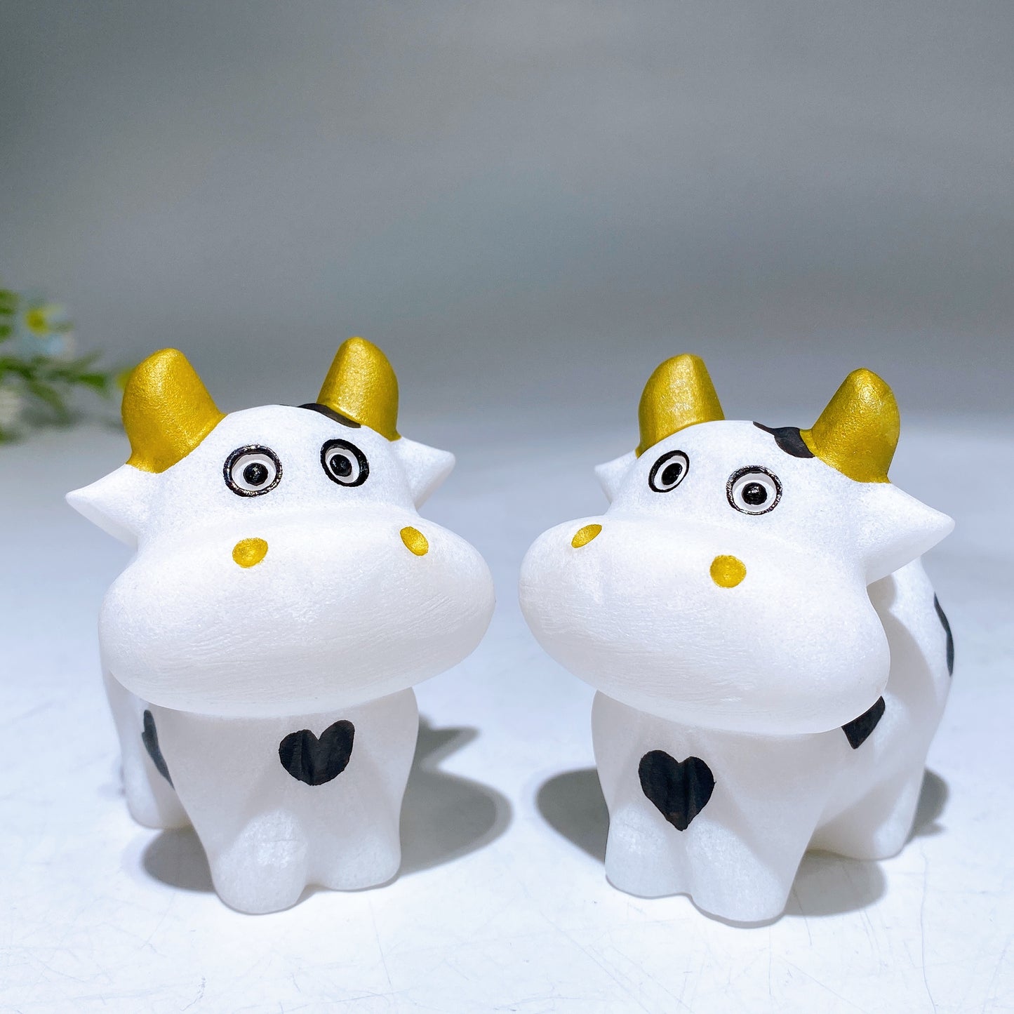 2.4" White Jade Cow Carving For Decoration Crystal Healing Bulk Wholesale