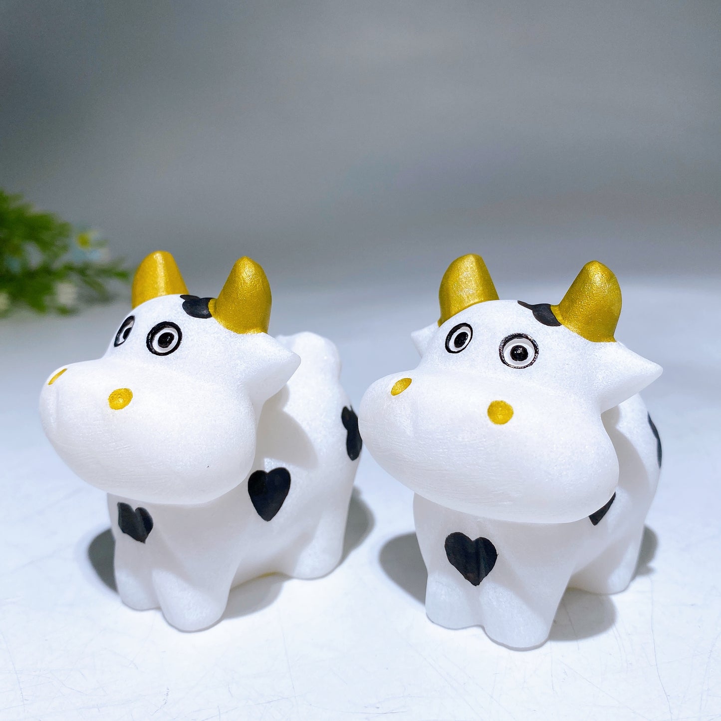 2.4" White Jade Cow Carving For Decoration Crystal Healing Bulk Wholesale