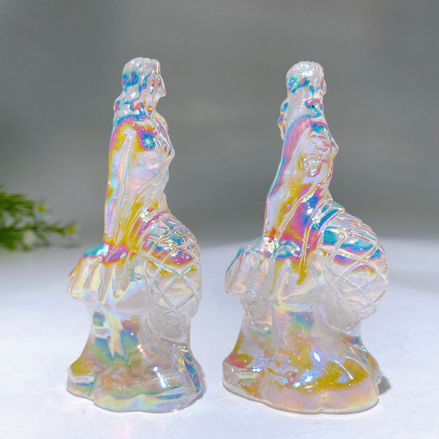 3.8" Aura Clear Quartz Mermaid Carving Crystal Healing Bulk Wholesale