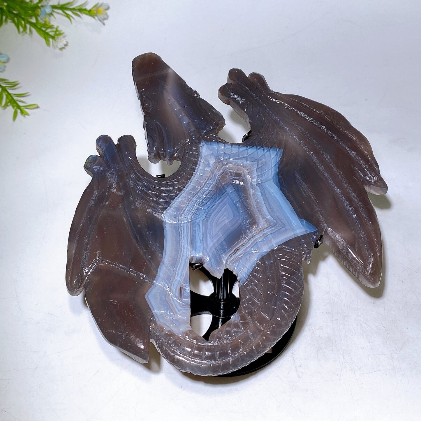 19cm Natural Agate Yooperlite Dragon Carving with Stand Crystal Healing Bulk Wholesale