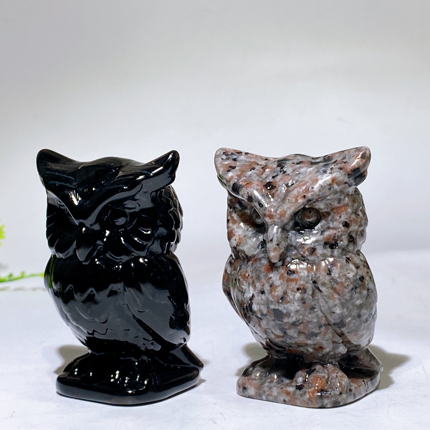 3.1" Natural Black Obsidian Yooperlite Owl Carving Wholesale