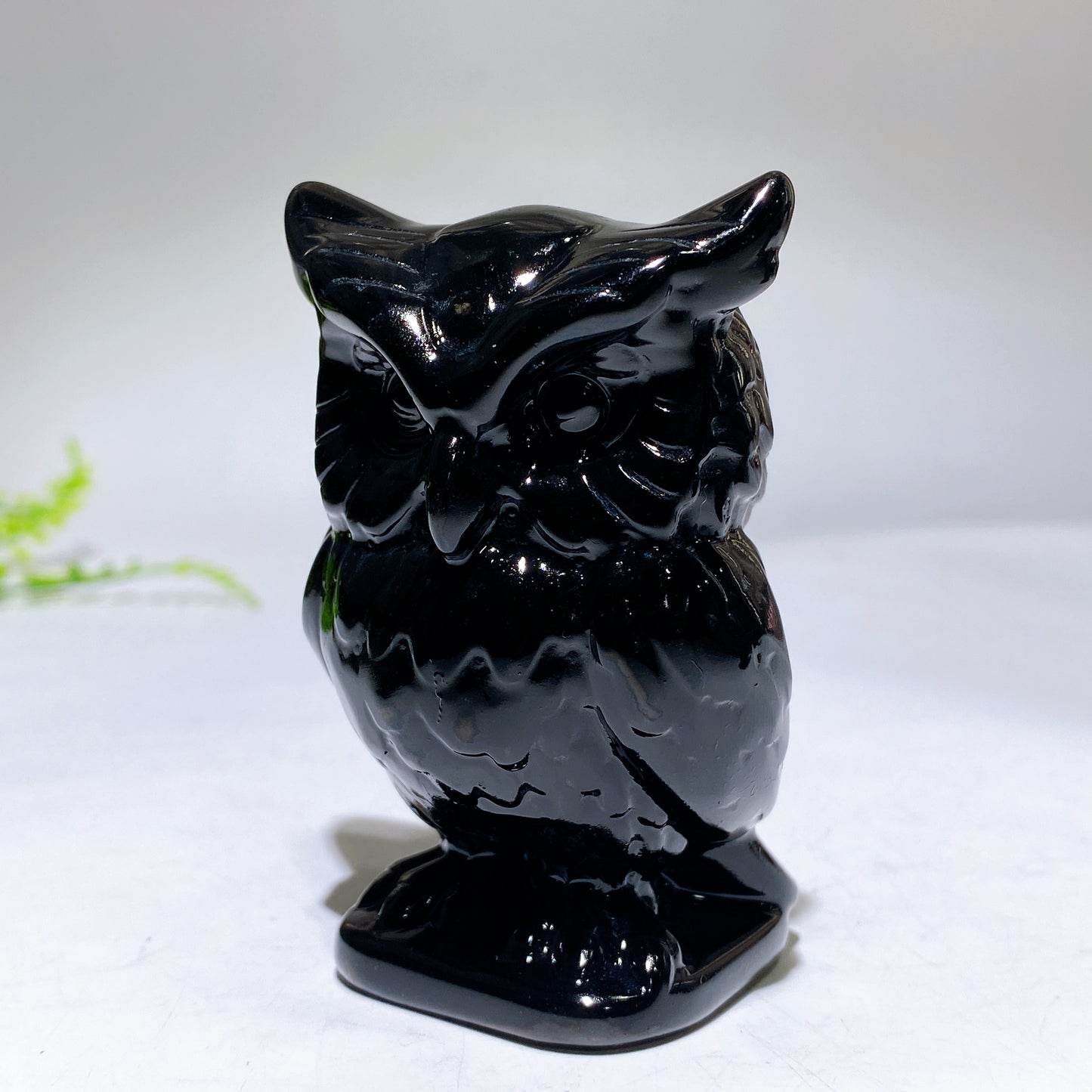 3.1" Natural Black Obsidian Yooperlite Owl Carving Wholesale