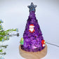 17.5cm Crystal Chips Christmas Tree Shape Lamp with Wooden Base