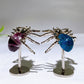 Natural Fluorite Blue Apatite Spider Carving with Fixed Metal Display Stand Wholesale