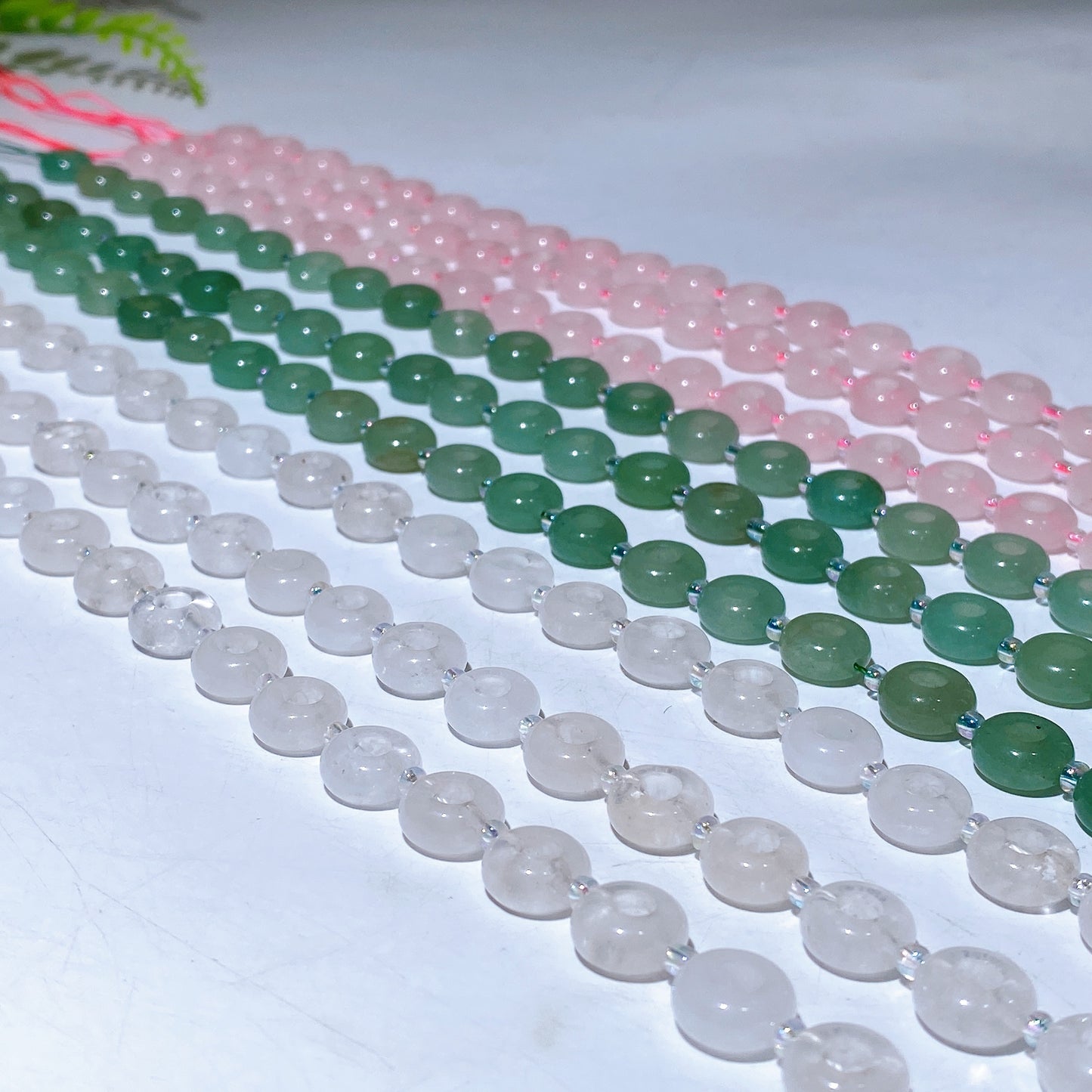 38cm Natural Crystal Drilled Donut Shape String Crystal Healing Bulk Wholesale
