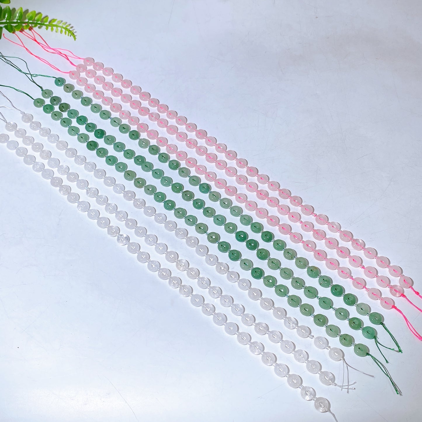 38cm Natural Crystal Drilled Donut Shape String Crystal Healing Bulk Wholesale