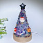 17.5cm Crystal Chips Christmas Tree Shape Lamp with Wooden Base