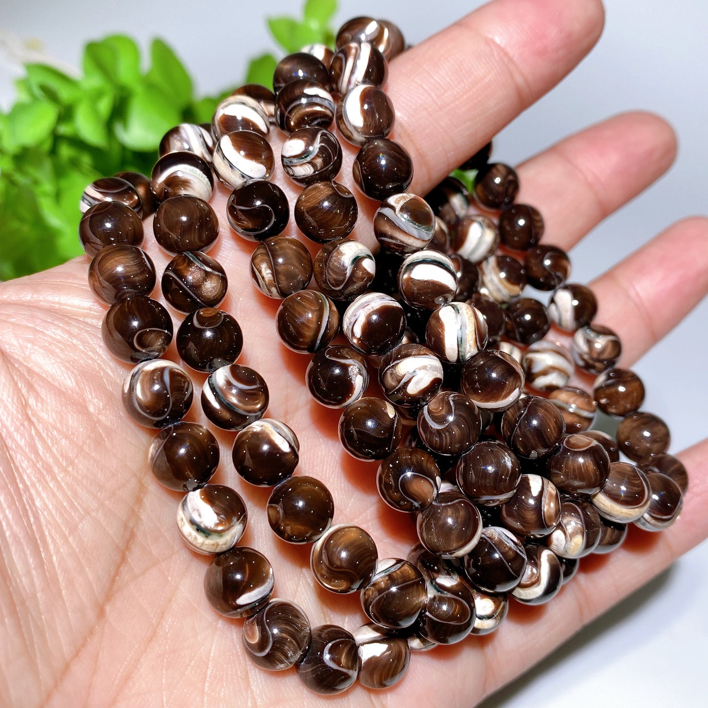 8mm Black White Shell Stone Bracelet Bulk Wholesale