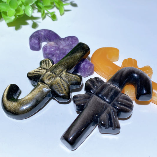 3.1"-3.3" Mixed Crystal Candy Cane Carvings for Christmas Bulk Wholesale