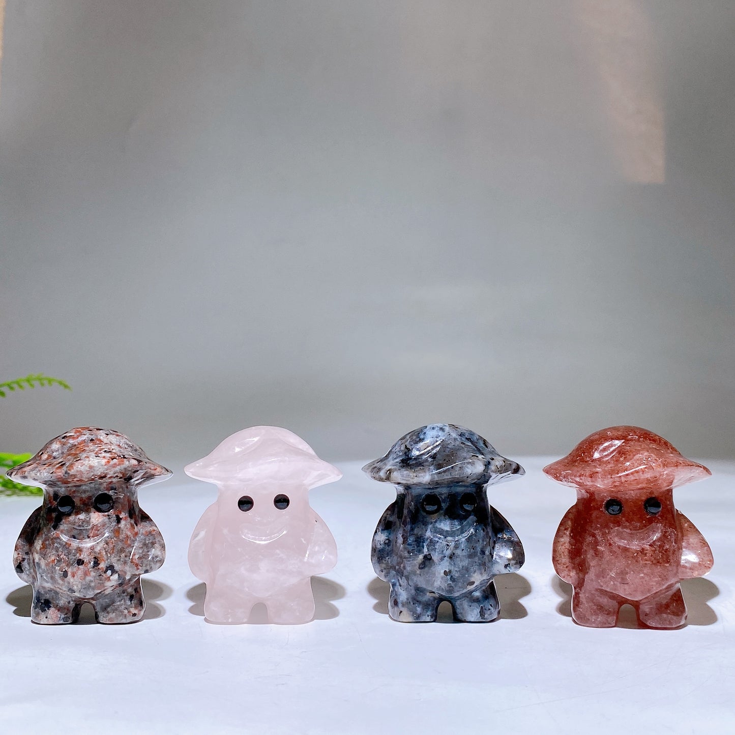 1.9" Mixed Crystal Mushroom Kid Carving Wholesale