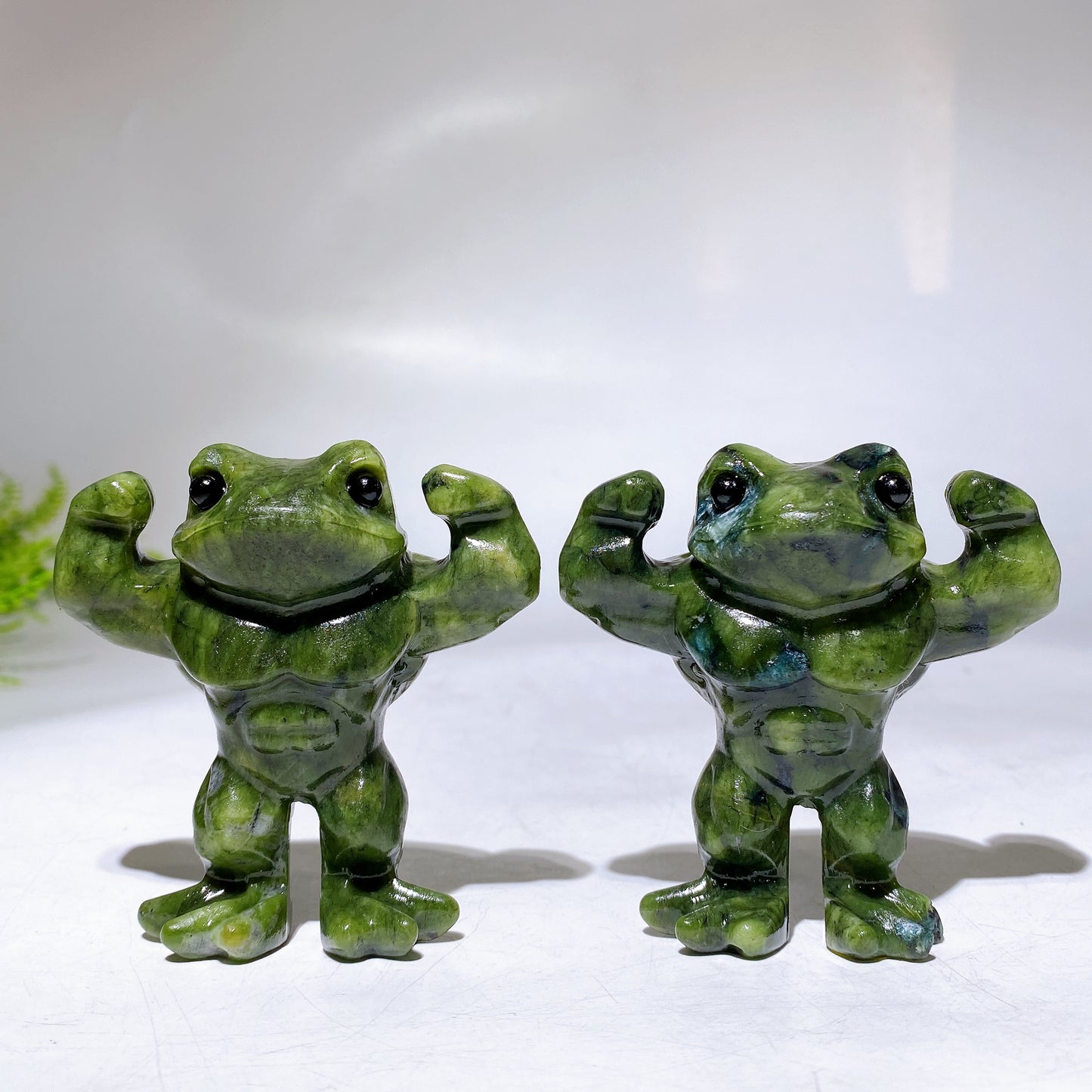 2.8" Natural Serpentine Musle Frog Carving Wholesale