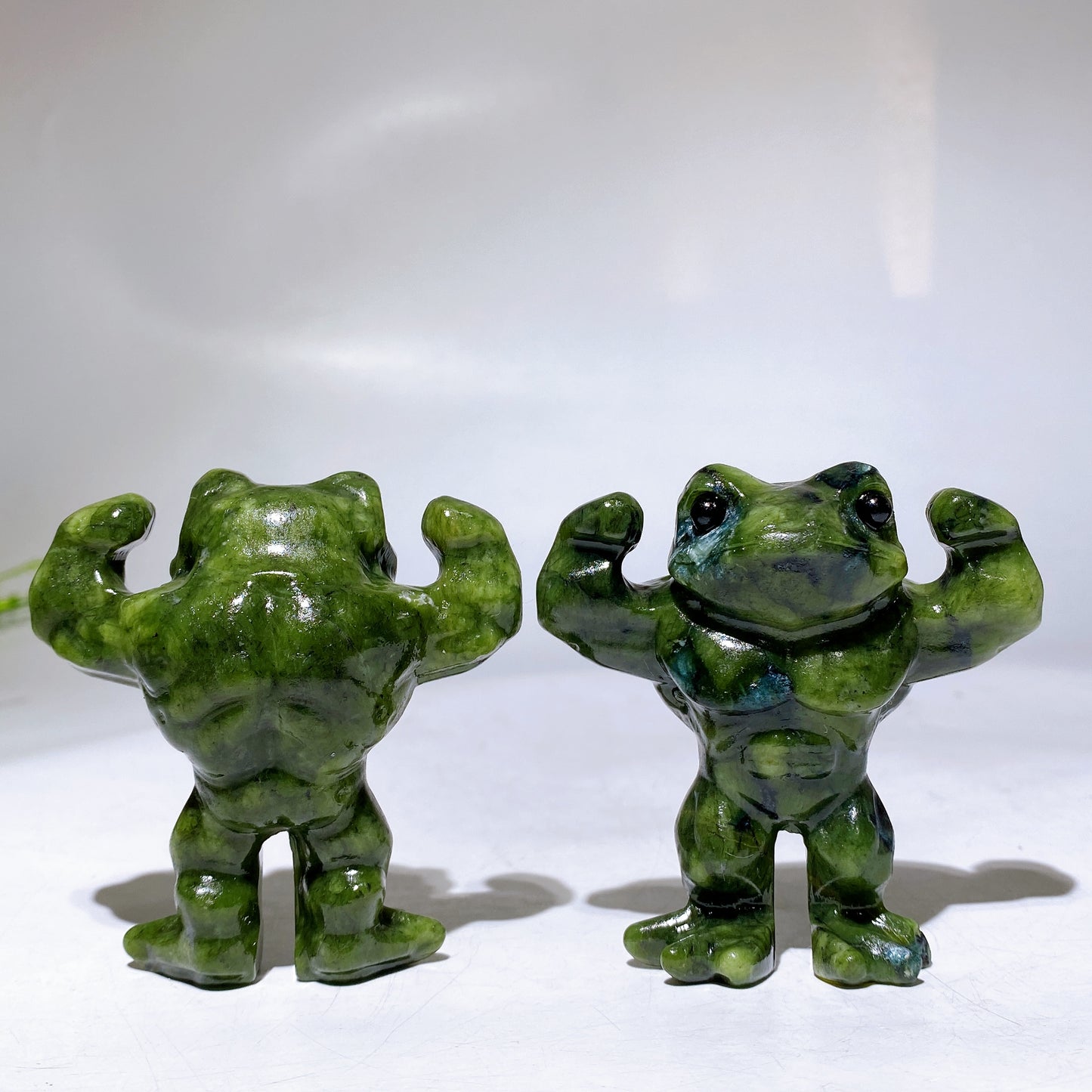 2.8" Natural Serpentine Musle Frog Carving Wholesale