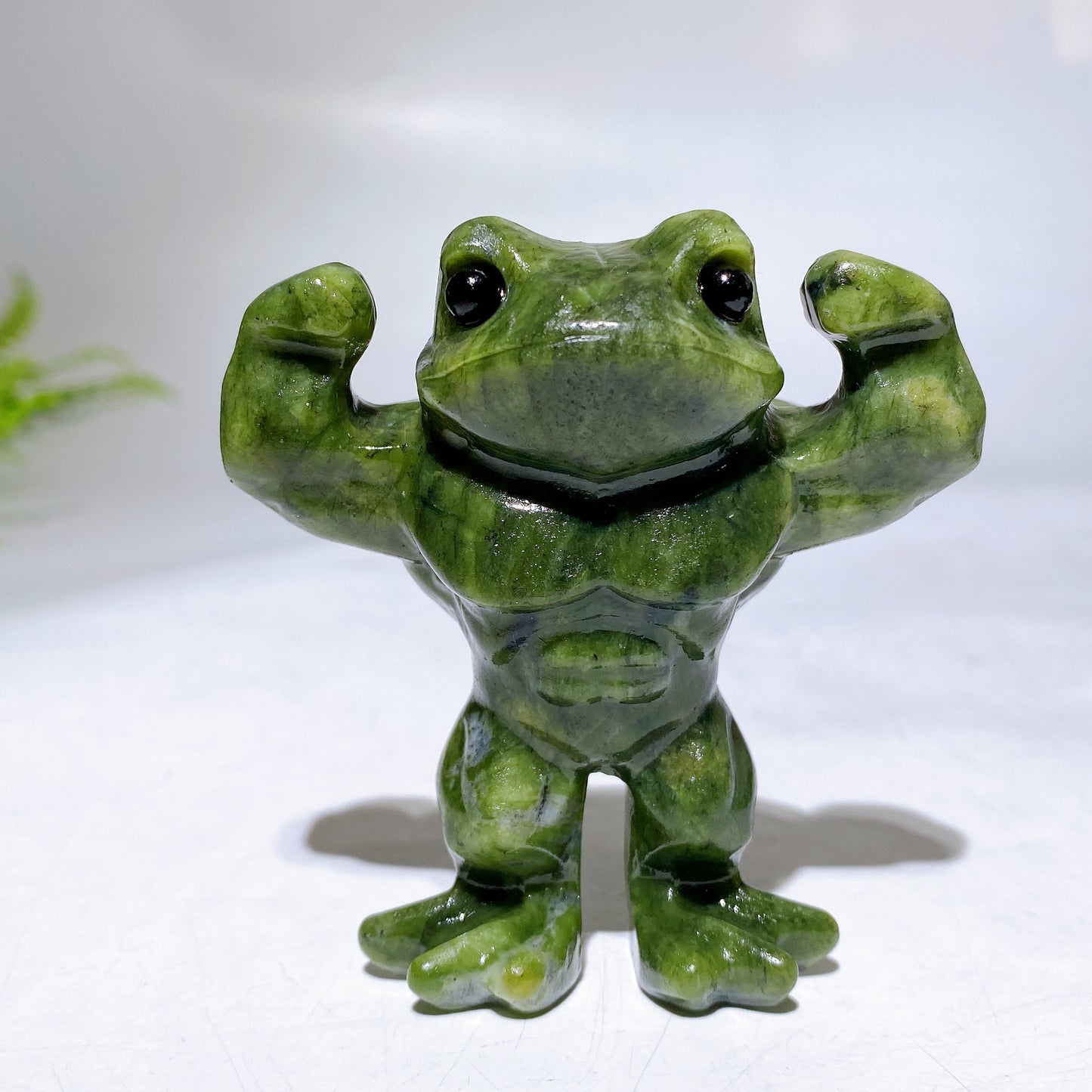 2.8" Natural Serpentine Musle Frog Carving Wholesale