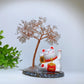12cm Crystal Chips Fortune Tree with Maneki-neko Free Form