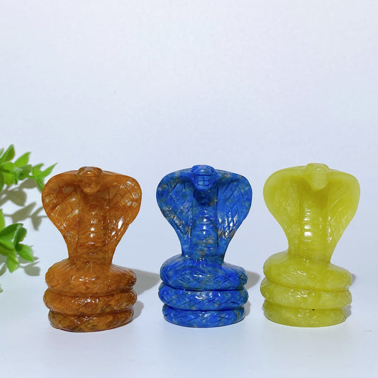 2.3" Mixed Crystal Cobra Snake Carvings Bulk Wholesale