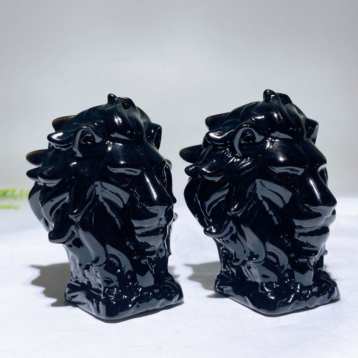 3.2" Natural Black Obsidian Lion Head Carving Wholesale