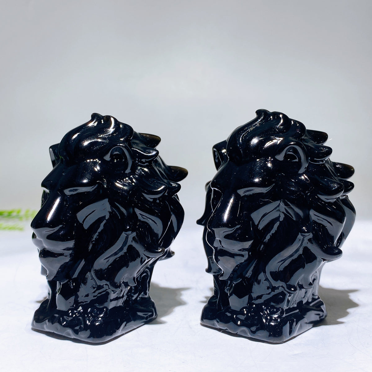 3.2" Natural Black Obsidian Lion Head Carving Wholesale