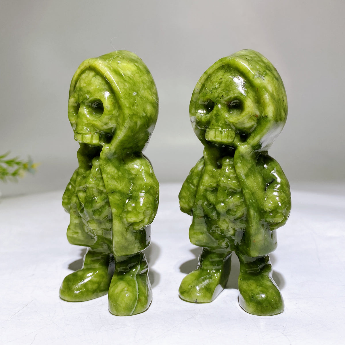 4.0" Natural Serpentine Hoodie Ghost Carving for Halloween Wholesale