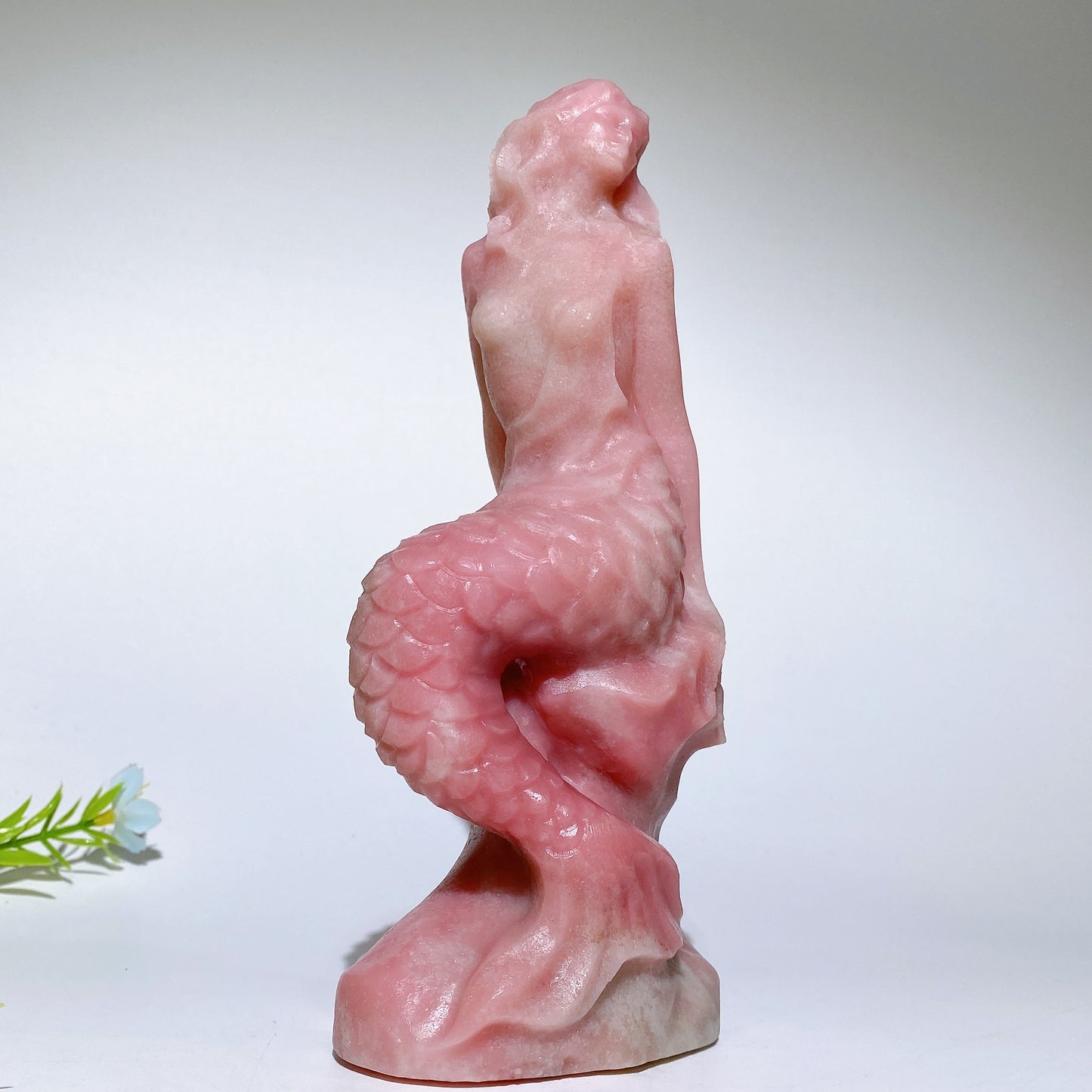 6.9" Pink Jade Mermaid Carvings Bulk Wholesale