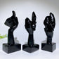 5.4" Black Obsidian Thinker Woman Statue Carvings Bulk Wholesale