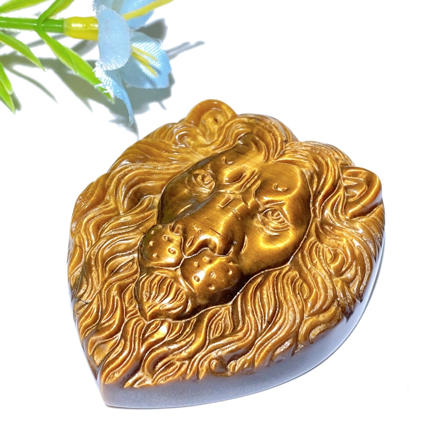 1.8" Yellow Tiger's Eye Lion Slab Carvings Bulk Wholesale