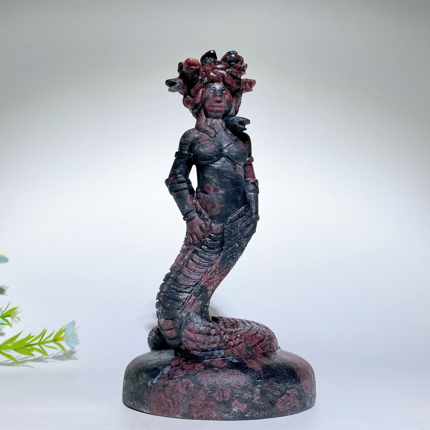 6.9" Yooperlite Garnet Medusa Carvings Bulk Wholesale
